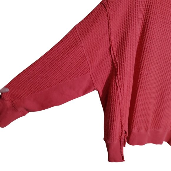 American Eagle Women’s Oversized Big Hug Waffle Crew Neck Sweatshirt Large - Picture 3 of 9